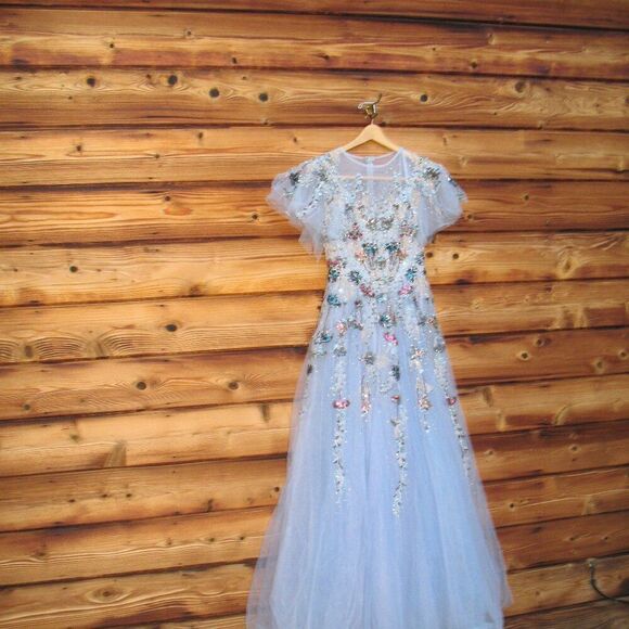 MAC DUGGAL 20436 Embellished Multi Color Flutter Sleeve A-Line Dress - Picture 6 of 14